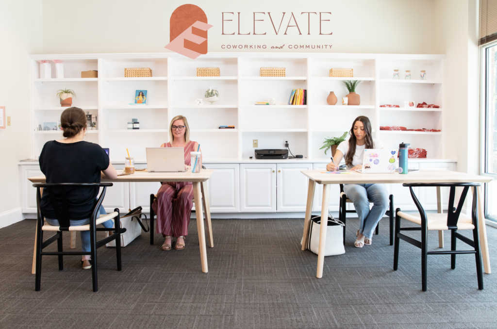 two women working in Elevate coworking space
